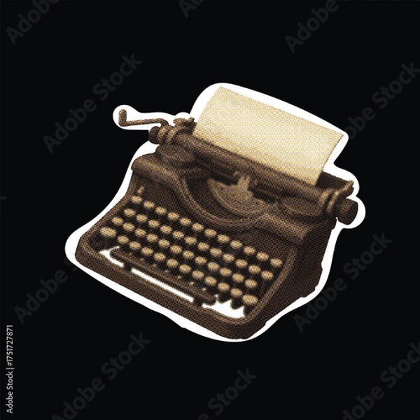 Obraz Vintage Typewriter with Paper and Halftone Effect