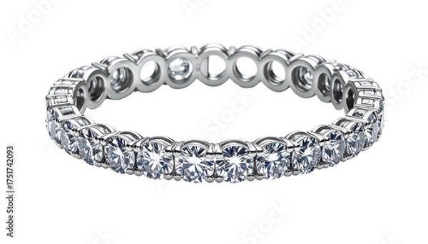 Fototapeta Eternity band circular ring with small, bright, clear gems set close