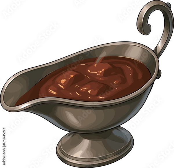 Obraz 銀のグレイビーボートとカレーのイラスト