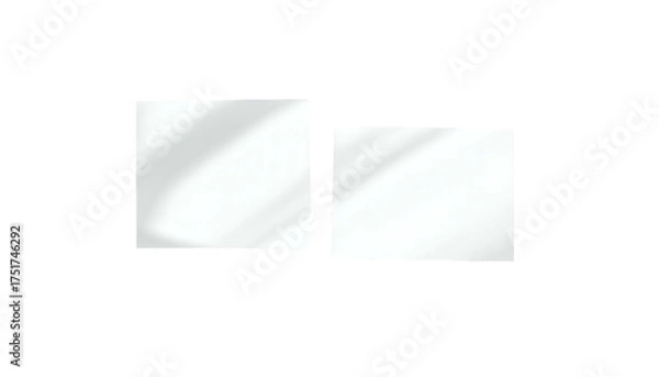 Fototapeta Two white squares on a black background, one with a slight shadow