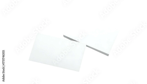 Fototapeta Two white rectangular objects, one atop a stack, isolated against a black backdrop