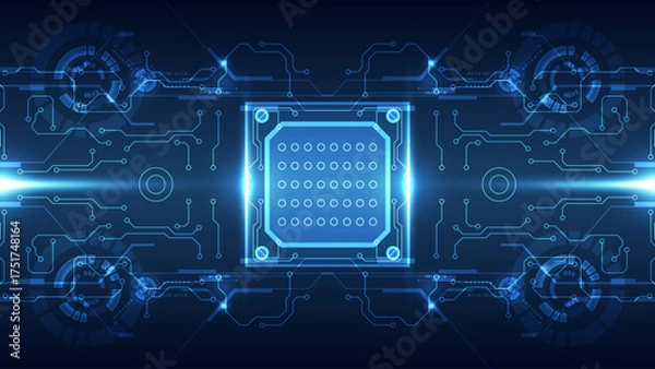 Fototapeta Central Processing Unit (CPU) Abstract Background: Digital Circuit Board and Computer Technology