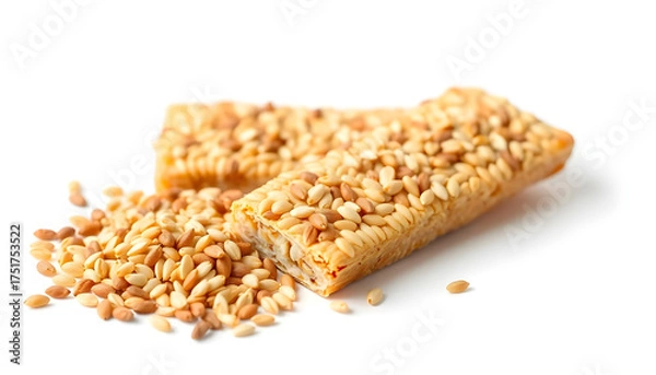 Fototapeta Tasty sesame snack bars kitchen counter food photography bright studio setting close-up view