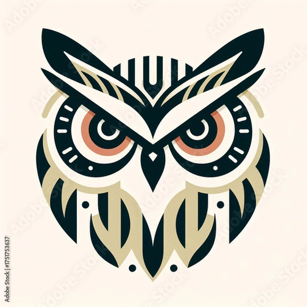 Fototapeta Geometric Owl Logo Design in Minimalist Style