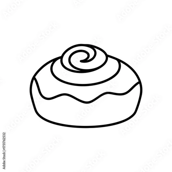 Fototapeta Outline drawing of a sweet roll on transparent background