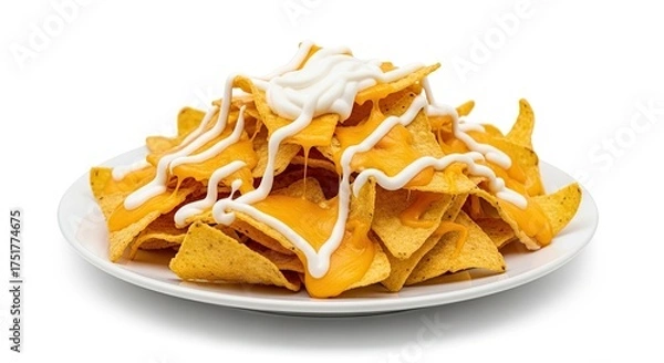 Obraz Delicious Nachos Covered in Melted Cheese and Creamy Topping