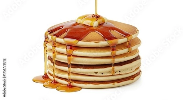 Fototapeta Delicious Golden Pancakes Stack Dripping with Syrup and Butter