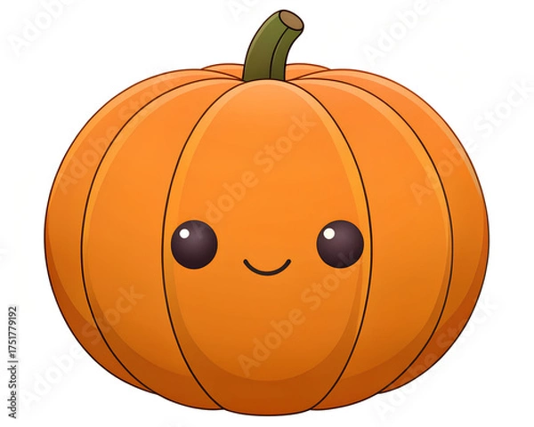 Obraz Pumpkin with Short Stem Isolated on White