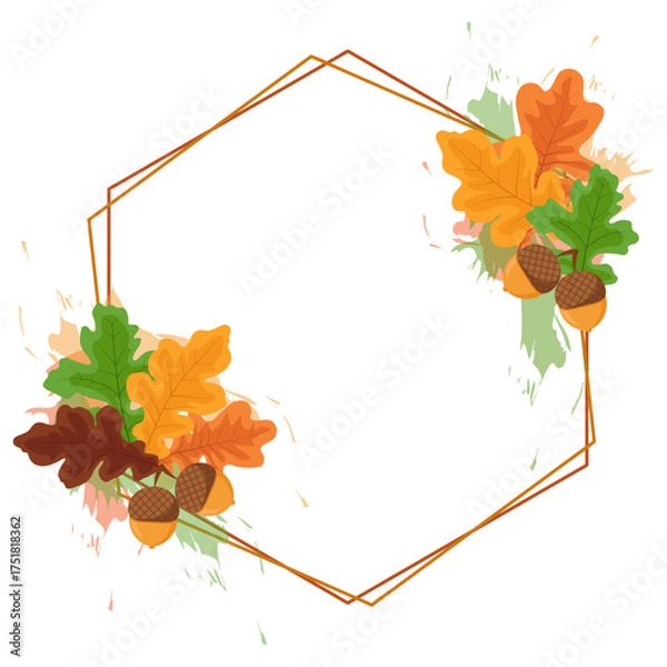 Obraz Bright Autumn Oak Tree Leaves Frame