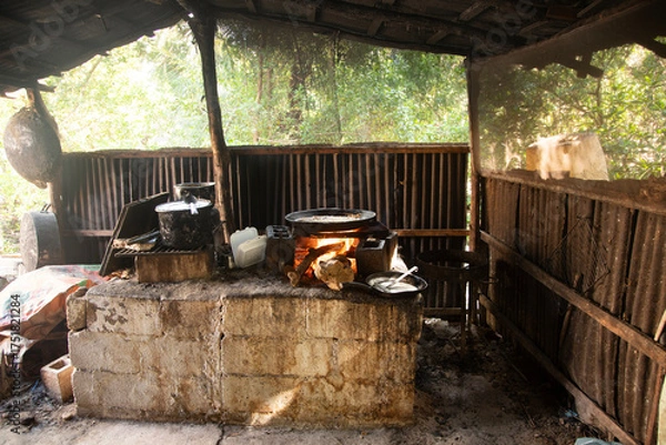 Obraz El Cuyo, Mexico; November 1, 2025: Local fresh fish restaurant in El Cuyo, a fishing village in the Yucatan region of Mexico.