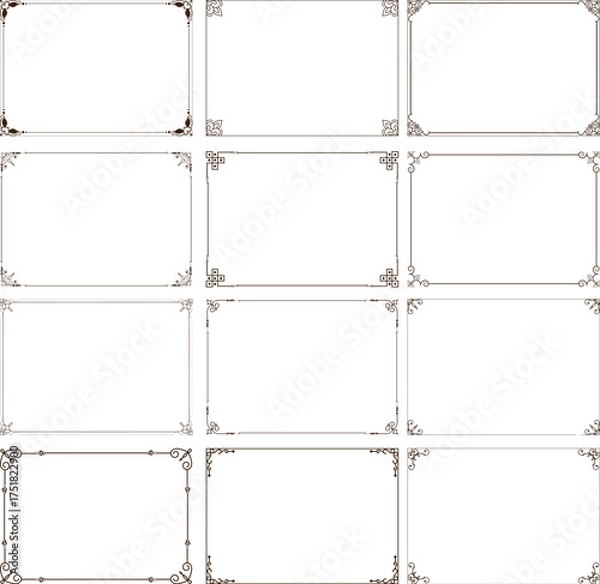 Obraz Page Frame & Border Set, floral Corner border Elements Collection