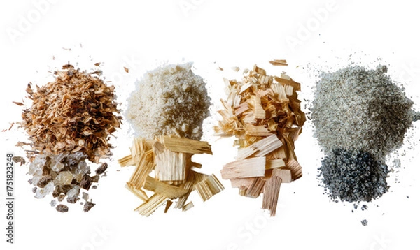 Obraz Four piles of wood and wood-like materials