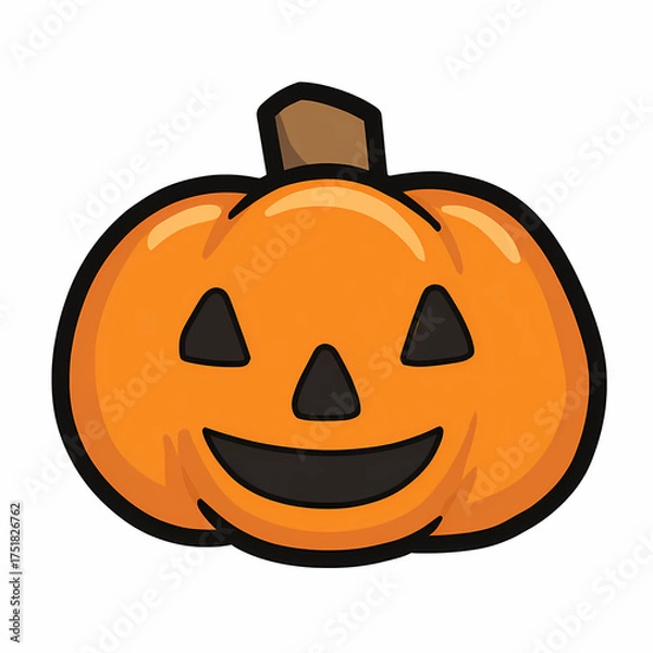 Obraz Smiling Jack-o'-lantern: A festive Halloween pumpkin with a happy face perfect for spooky season decorations and celebrations