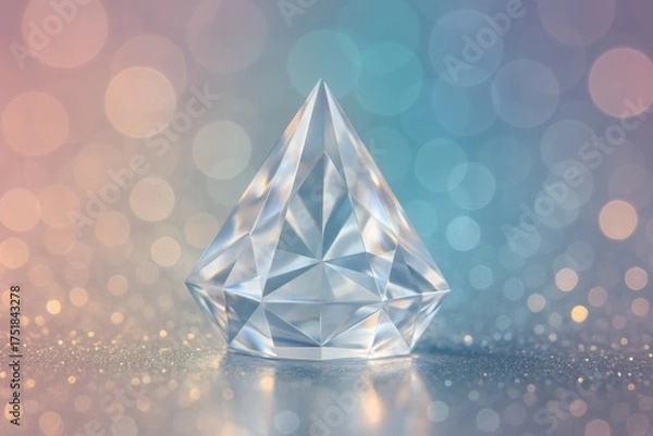 Fototapeta Sparkling Gem Brilliance: A magnificent diamond radiates inner light, its facets catching the light and creating a mesmerizing spectacle of brilliance. A symbol of luxury and preciousness.