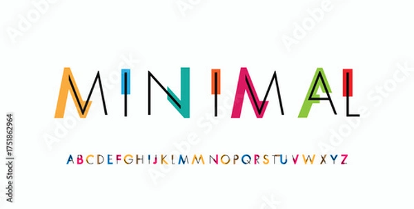 Fototapeta Alphabet multi-colored font, for your logo design, bright colorful letters A, B, C, D, E, F, G, H, I, J, K, L, M, N, O, P, Q, R, S, T, U, V, W, X, Y, Z, vector illustration 10EPS.

