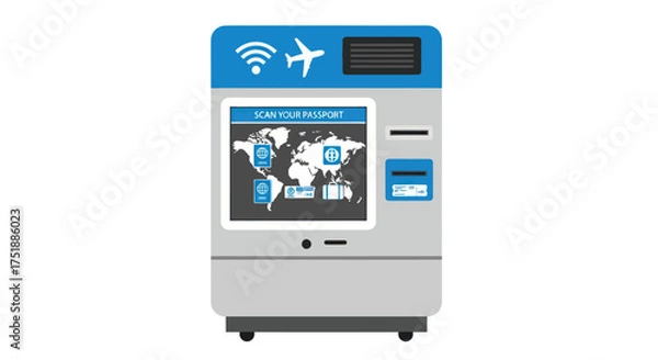 Obraz Modern Airport Self-Service Kiosk for Travel Information and Connectivity.