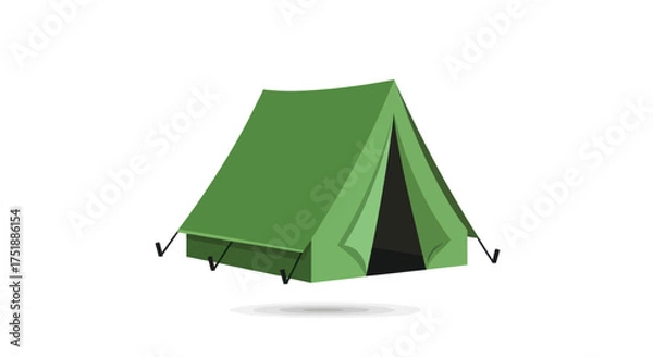 Obraz Green A-Frame Camping Tent with Open Entrance.