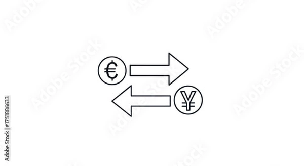 Obraz Euro and Yen Currency Exchange Arrows Icon.