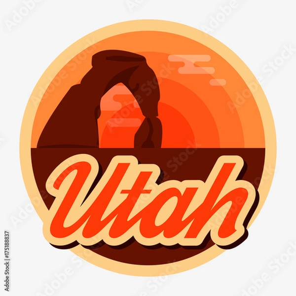 Fototapeta Travel Utah destination retro round icon