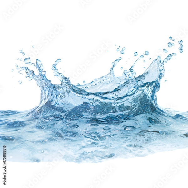 Fototapeta Refreshing Blue Water Wave Splash, Perfectly Isolated on White Background, PNG