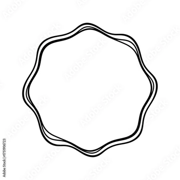 Obraz Hand Drawn Wavy Circle Frame.