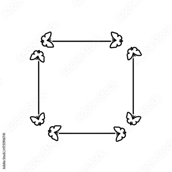 Obraz Decorative square frame with butterfly corners and arrows.