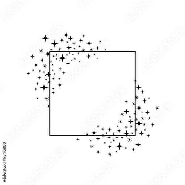 Obraz Square Frame with Sparkling Starry Border Design.
