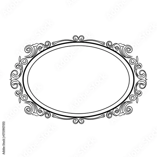Obraz Elegant Oval Frame with Ornate Scrollwork Design.