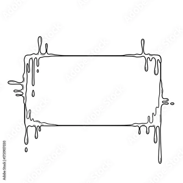Obraz Hand drawn melting rectangular frame with liquid drips sketch.