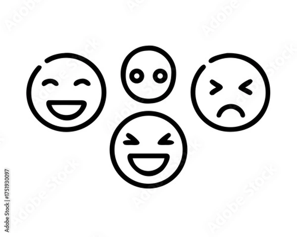 Fototapeta Four emoticons showing happy and sad expressions