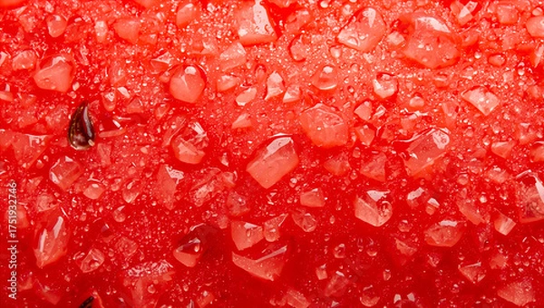 Obraz Watermelon Macro Texture with Juicy Red Flesh and Water Droplets 