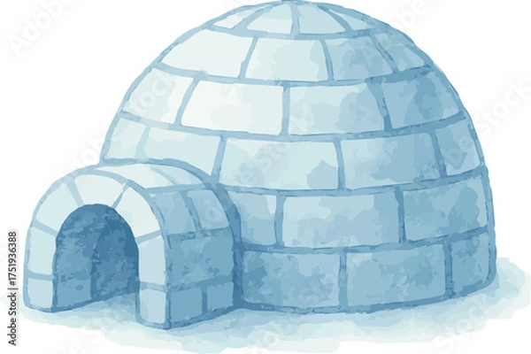 Fototapeta Watercolor vector illustrations of an igloo