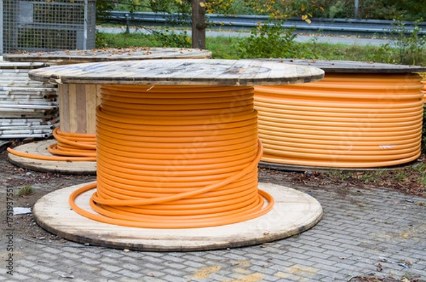 Fototapeta Glasfaserkabel Kabeltrommel 3