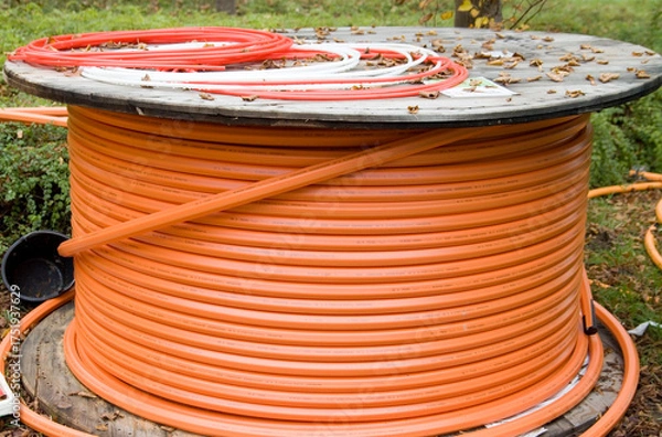 Fototapeta Glasfaserkabel Kabeltrommel 2