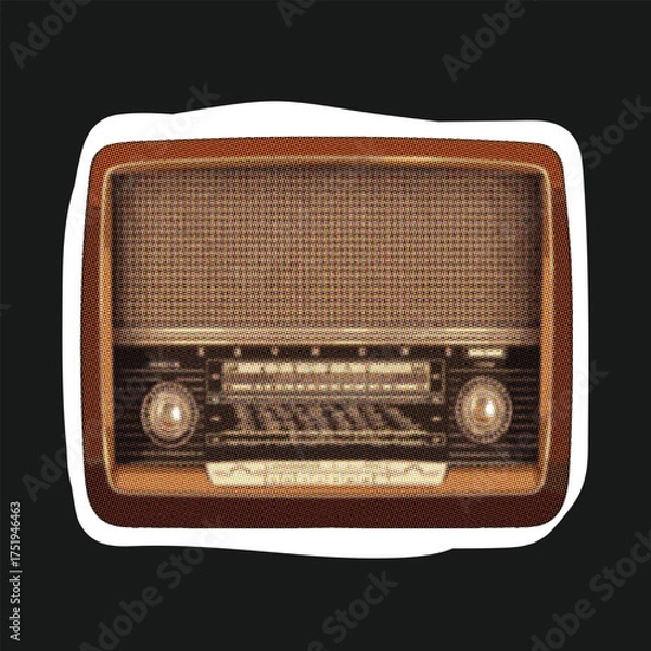Obraz Vintage Radio with Halftone Effect and White Border