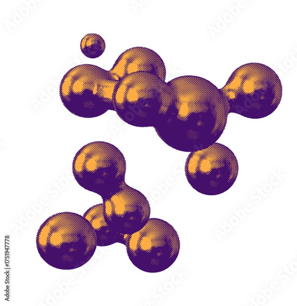 Fototapeta Mercury Blobs Design Elements with Halftone Effect