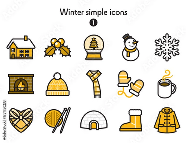 Fototapeta シンプルアイコン集 冬