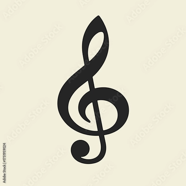 Fototapeta Single treble clef set against a plain background offers a clear, concise representation of musical notation.
