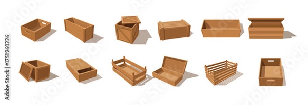 Obraz wooden boxes vector parcels for goods packaging