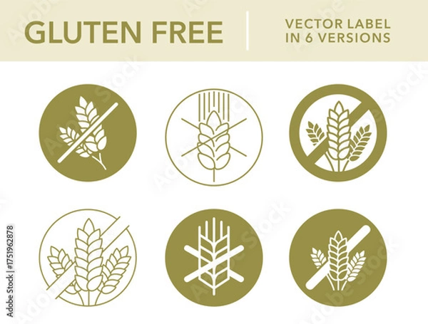Obraz Gluten free vector label in six various versions