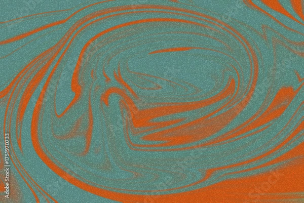 Fototapeta Swirling Teal and Orange Abstract Texture with Grainy Effect background pattern