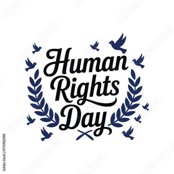 Fototapeta Human Rights Day with Dove and Laurel Wreath Design