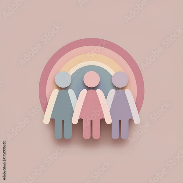Obraz LGBT Rainbow Symbol: Diversity and Inclusion in Paper Cutout Art with Soft Pastel Tones