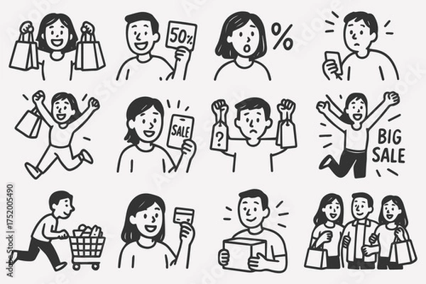 Obraz Online shopping glyph icon set.