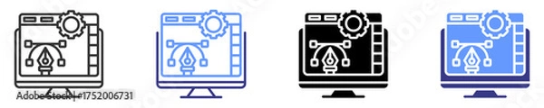 Fototapeta software design icon set multiple style