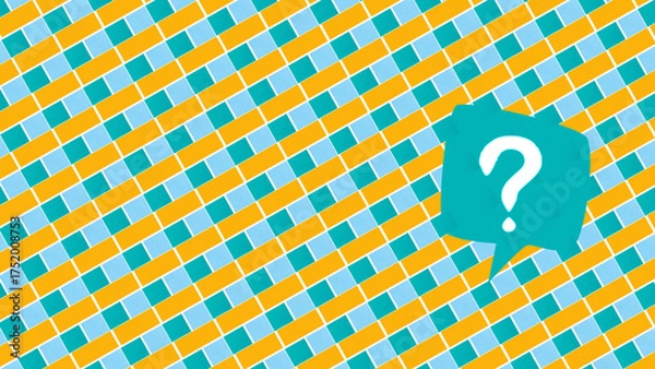 Obraz Colorful Geometric Pattern with Question Mark on Blue Background