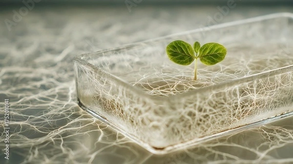 Obraz Microscopic view of plant tissue structures with green organic cells emerging