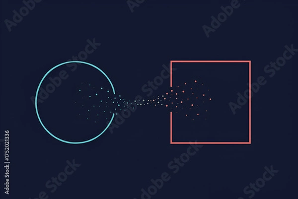 Fototapeta Minimal Abstract Circle to Square Data Flow Connection