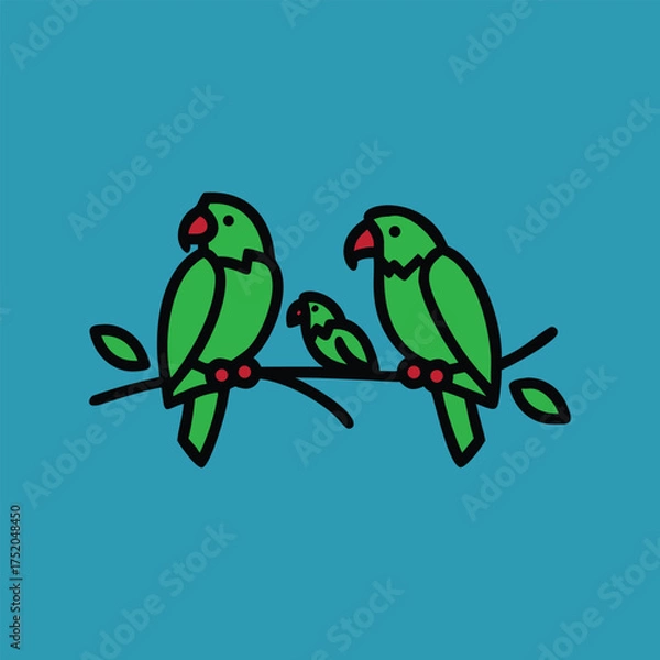 Fototapeta two birds on a branch Ai generated
