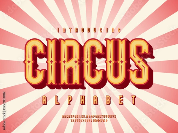 Obraz circus styled alphabet design with uppercase, numbers and symbols